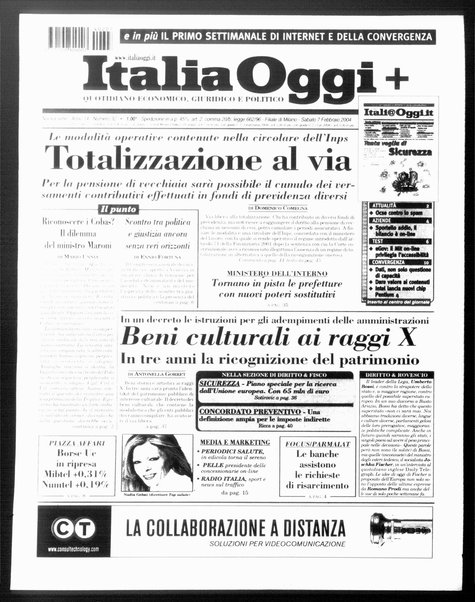 Italia oggi : quotidiano di economia finanza e politica